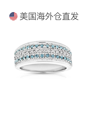 自营vir jewels0.55 克拉蓝色和白色钻石结婚戒指新娘戒指 10K 白