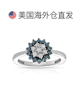 自营vir jewels 1/2 cttw 蓝色和白色钻石簇复合戒指 10K 白金 -