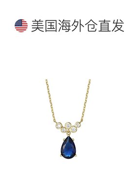 自营genevive14k 镀金纯银配蓝色蓝宝石和钻石方晶锆石泡泡雪佛龙