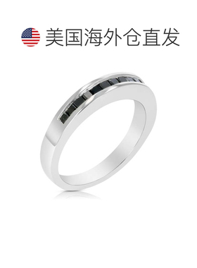 自营vir jewels 1/3 cttw 公主方形切割黑色钻石结婚戒指 .925 纯