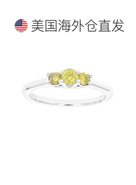 自营 vir jewels1/3 克拉 3 颗宝石圆形切割黄钻订婚戒指 .925 纯
