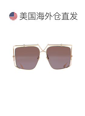 自营valentino华伦蒂诺棕色渐变/金色闪光不规则女士太阳镜VLS-11