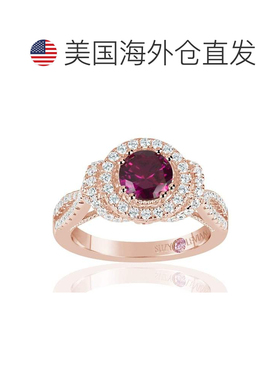 自营 Suzy Levian Rose 纯银打造红宝石和白色立方氧化锆周年纪念