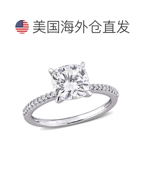 自营 Mimi & Max 14k 白金 2 克拉 DEW 垫形莫桑石和 1/10 克拉 T