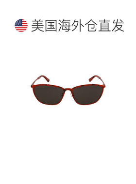 自营balenciaga方形镜框金属太阳眼镜-红色红色灰色 美国奥莱直发