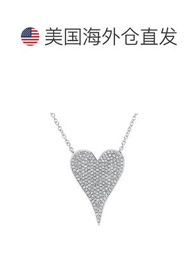 自营 diana m.14k 白金 0.43 克拉钻石心形项链 - 白色 美国奥莱