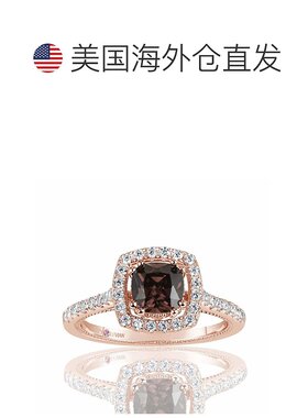 自营 Suzy Levian Rose 纯银棕色 Asscher 切割立方氧化锆光环订