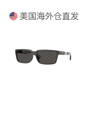 自营Burberry方形全边缘太阳镜，哑光黑色镜框和黑色镜片Be4495D3