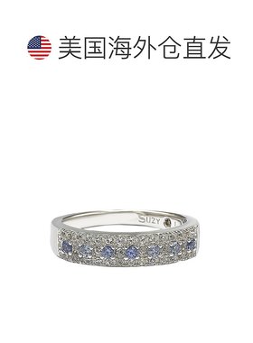 自营 Suzy Levian 纯银蓝宝石和钻石口音密钉戒指 - 蓝色 美国奥