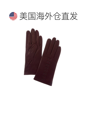 自营sofiacashmereSofiaacashmere羊绒Led纳帕皮革手套-红色 美国
