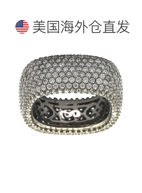自营Suzy Levian 熏黑纯银方晶锆石方形微密钉永恒戒指 - 黑色 美