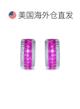 自营Suzy Levian Sterling Silver Invisible Set Red White Cubi