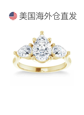 自营pompeii32 克拉 TW 梨形三石钻石订婚戒指，14k 金，实验室培