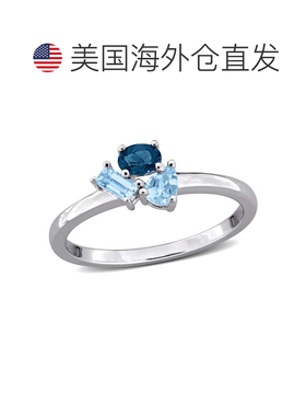 自营Mimi & Max Multi-Gem Three Stone Cluster Ring  Sterling