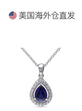 自营 mimi & max2 1/5 CT TGW 创造蓝色和创造白色蓝宝石泪珠光环