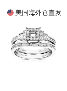 自营vir jewels3/4 克拉钻石半镶嵌新娘镶公主中心银 - 银 美国奥