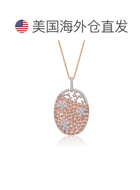 自营geneviveGv C.z.纯银玫瑰镀金锤形椭圆形吊坠 - 粉红色 美国