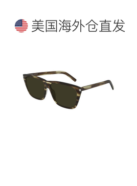 自营Saint Laurent Sunglasses Square Full Rim, Striped Havana