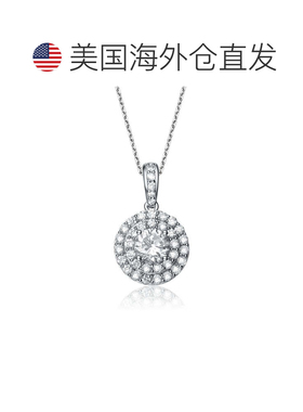 自营geneviveGv C.z.纯银镀铑圆形吊坠 - 银 美国奥莱直发