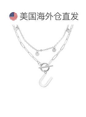 自营adornia抗锈镀银五彩纸屑和回形针分层字母开关项链 - silver
