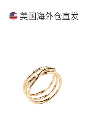 自营 sterling forever纯银纹理多环戒指 金 美国奥莱直发