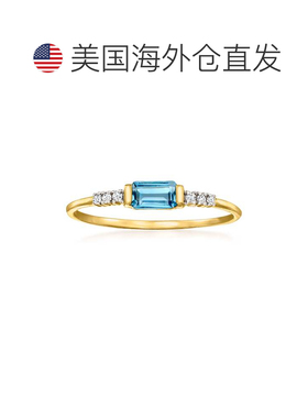 自营 RS Pure by Ross-Simons 伦敦蓝色托帕石戒指，镶有 14kt 黄