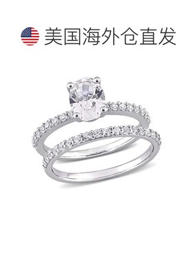 自营 mimi & max2 3/4 CT TGW 椭圆形切割白色蓝宝石订婚戒指和相