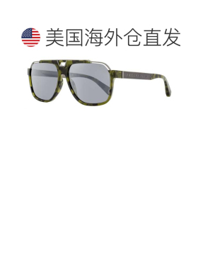 自营Philipp Plein男士闪光导航太阳镜SPP046M 92IX绿色哈瓦那61m
