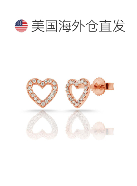 自营sabrina14K Rose Gold Diamond Heart Earring - rose gold