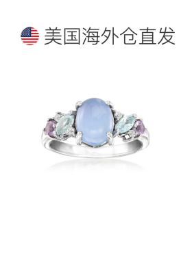 自营Ross-Simons Blue Chalcedony and Pastel Multi-Gemstone Ri