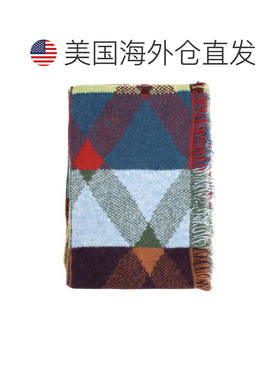 自营dries van noten几何花卉拼接流苏围巾-蓝色 美国奥莱直发