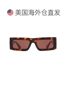 自营Off-White LAUREL Brown Rectangular Unisex Sunglasses OER