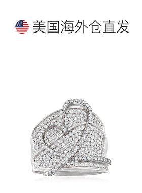 自营 925 纯银 Ross-Simons 钻石心形戒指 - 白色 美国奥莱直发