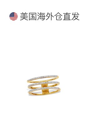 自营 savvy cie jewels18K 金镀纯银三排钻石戒指 - 黄色 美国奥