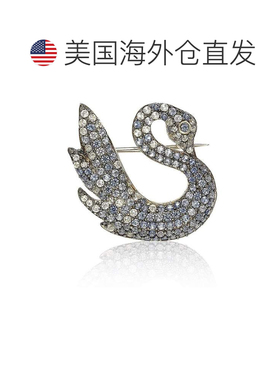 自营Suzy Levian 纯银蓝色和白色蓝宝石天鹅胸针 蓝色 美国奥莱直