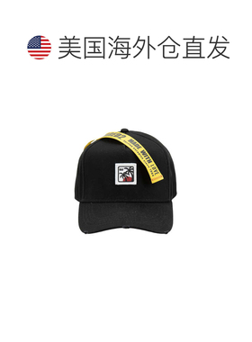 自营dsquared2黑色D2补丁徽标棉棒球帽-黑色 美国奥莱直发遮阳帽