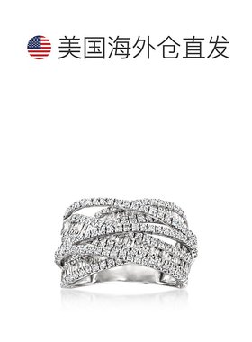 自营 14 克拉白金 Ross-Simons 圆形和长方形钻石公路戒指 - 白色