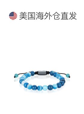 自营 Crucible 洛杉矶蓝色带状玛瑙天然石 8 毫米串珠可调节绳结