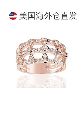 自营 Suzy Levian Rose 纯银立方氧化锆三排多形戒指 - 粉红色 美