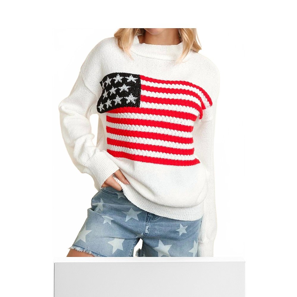自营 haptics女式白色You're A Grand Ol旗帜毛衣 美国奥莱直发 - 图3