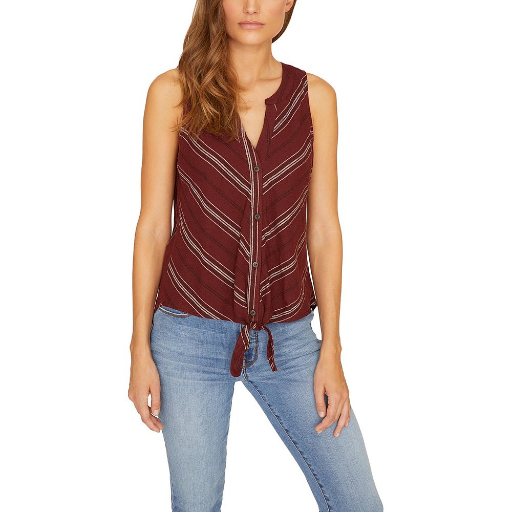 sanctuaryWomens Striped Button-Down Tank Top - henna stripe - 图2