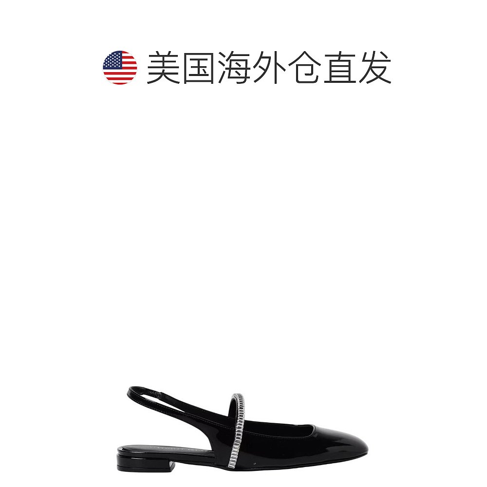 自营Stuart Weitzman Stefanie Patent Slngback芭蕾舞平底鞋-黑/ - 图1