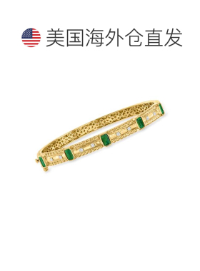 自营ross-simons罗斯-西蒙斯翡翠和 . 18kt 金钻石手镯 美国奥莱