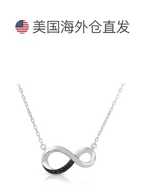 自营 GENEVIVE 纯银黑色镀黑色立方氧化锆无限魅力项链 - 黑色 美