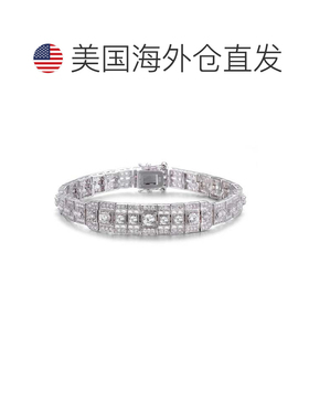 自营GENEVIVE 925 纯银立方氧化锆链式手链 - 银白色 美国奥莱直