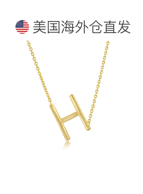 自营simona纯银侧面初始项链 - 镀金 - h 美国奥莱直发