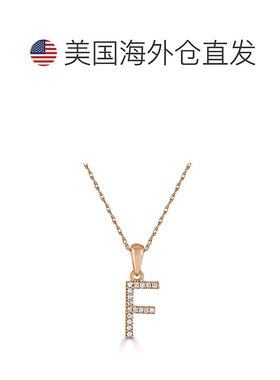 自营 sabrina14k 玫瑰金和钻石初始项链 - 玫瑰 f 美国奥莱直发