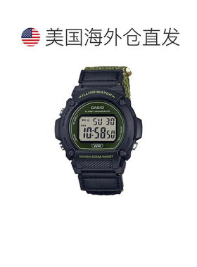 自营Casio Men's Classic Digital Watch with Green Band- W-219
