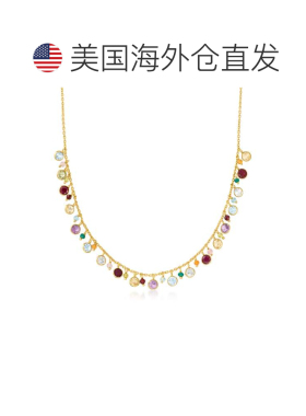自营 Ross-Simons 多宝石项链 18kt 金 18 英寸 美国奥莱直发吊坠