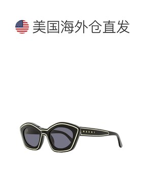 自营 Marni女式猫眼太阳镜Kea Island 1XT黑色/奶油色53mm-1XT 美